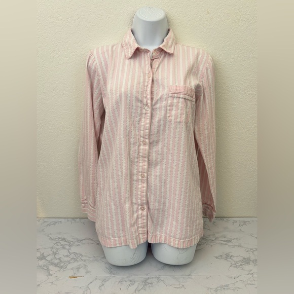 Victoria's Secret Other - Vintage Y2K Victoria’s Secret Pajama Top Pink Striped Sz M Button Down​